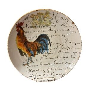 Williams Sonoma Decorative Rooster Large Bowl with Script‎ Design